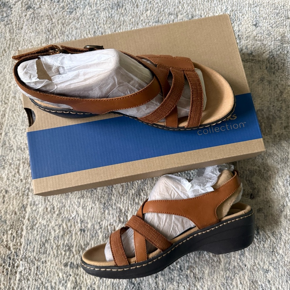 Clarks Collection Women's Leather Merliah Bonita Sandals Size 7.5W